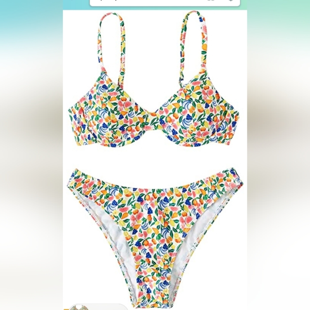 NWOT SweatyRocks Women's 2 Piece Bathing Suit Floral Underwire Push Up Bikini